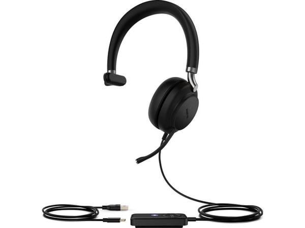Yealink UH38 Mono Without Battery - Hodesett - on-ear - kablet, trådløs - USB-C - lydisolerende - svart - Certified for Microsoft Teams