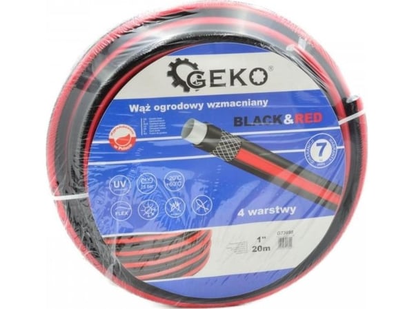 Geko Puutarhaletku VAHVISTETTU MUSTA&amp;PUNAINEN 1" 30M (1) G73699 GEKO GEKO