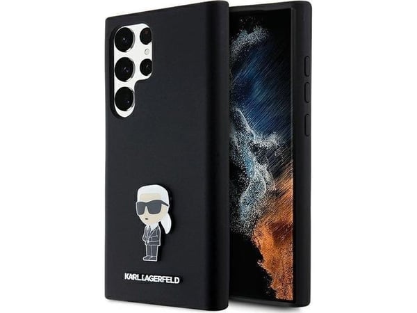Karl Lagerfeld Karl Lagerfeld Karl Lagerfeld KLHCS23LSMHKNPK S23 Ultra S918 czarny/musta Silikoni Ikonik metalli Pin