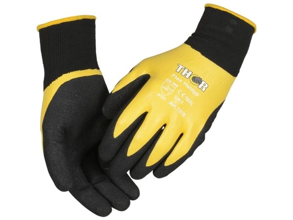 Helt doppad nitrilhandske, THOR Flex Full Depth, 9, svart, lycra/nitril/nylon