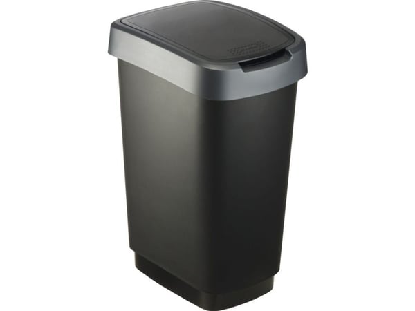 Rotho Twist - Soptunna - flipp-/svänglock - 25 L - mörkt silver