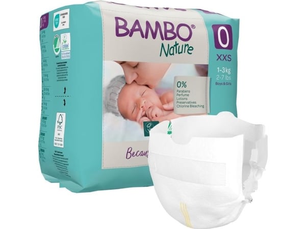 Babyblöja, tapeble, miljömärkt, Bambo Nature, 0 - (6 st.)