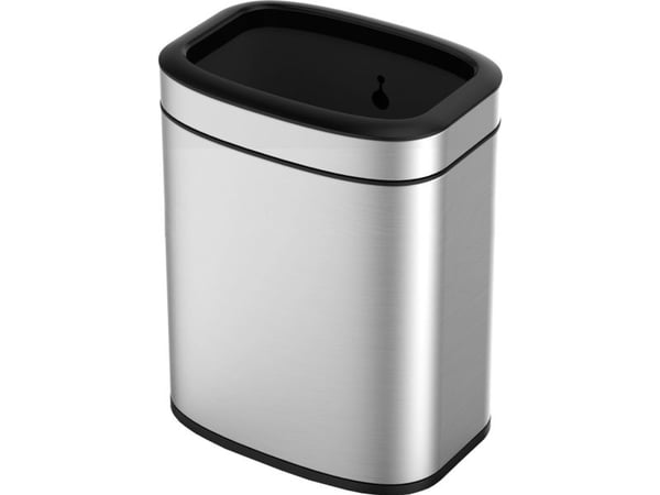 Papirkurv, EKO OLI-Cube, stål mat, plast/rustfrit stål, 20 l, med inderspand i plast og sækkeholder