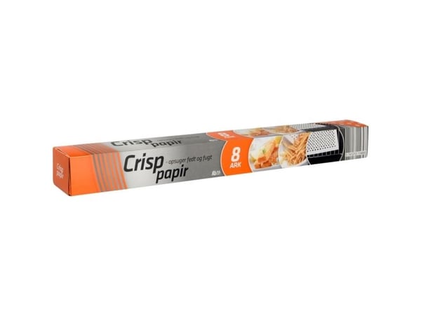 Pommes frites papir, Rul-let, 42x38cm, hvid, filterpapir/silikone/virgin, 8 ark - (24 stk.)