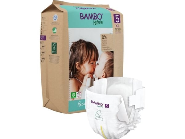Barnblöjor, tapeble, miljömärkt Bambo Nature, 5, papperspåse - (6 st.)