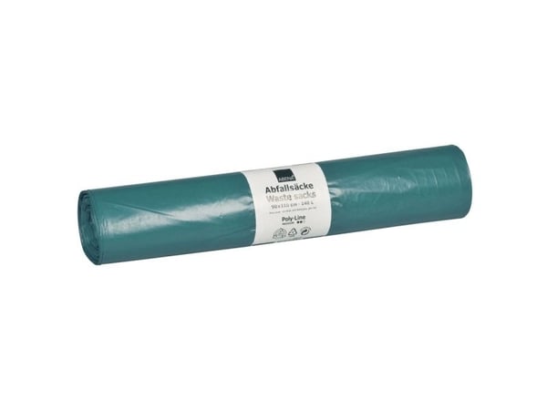 Sæk, ABENA Poly-Line, 140 l, blå, LDPE/genanvendt - (10 stk.)