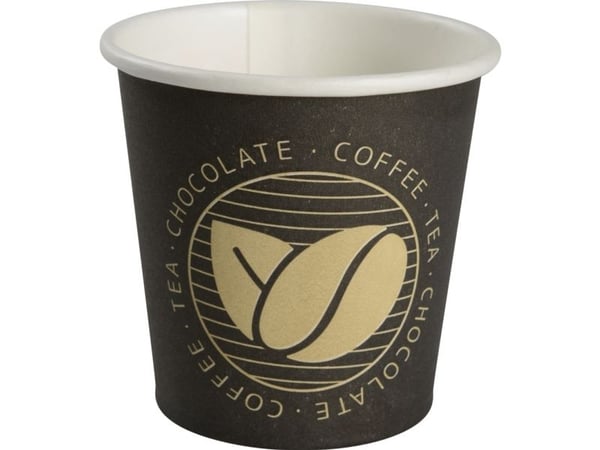 Kaffebæger Beans, ABENA Gastro, 6,3cm, Ø6,2cm, 10 cl, 12 cl, sort, pap/PE - (20 stk.)