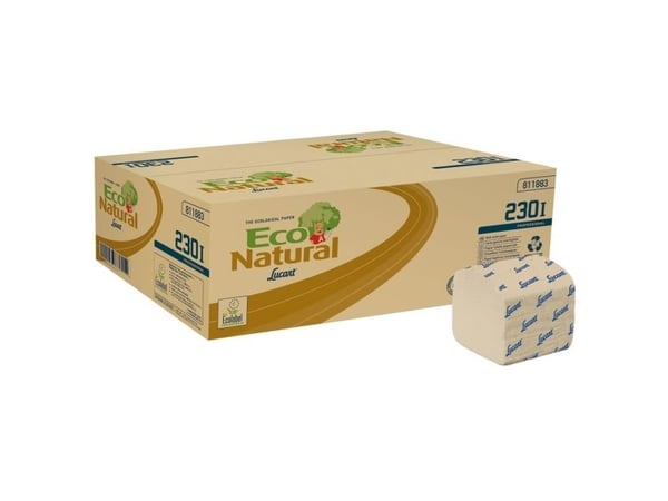 Toiletpapir Econatural i løse ark 2-lag Ecolabel/C2C genbrug 10x21 cm,40 pk x 210 stk/krt