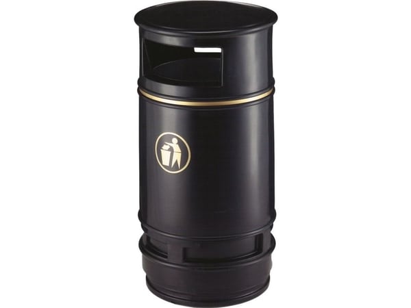 Udendørs affaldsspand, Copperfield, sort, plast, 90 l, UV-resistent