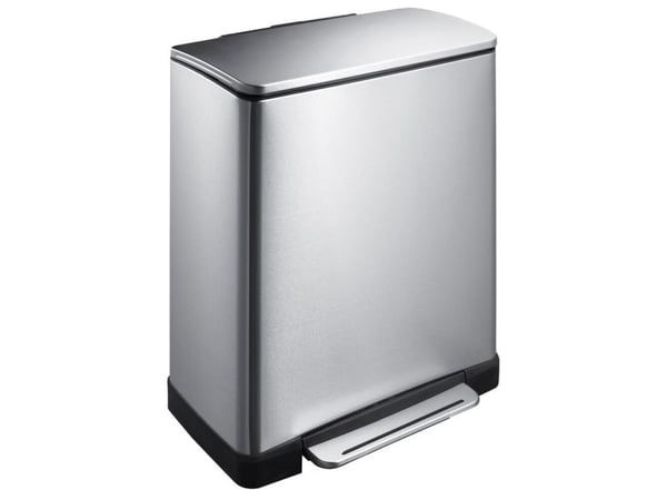 Pedalbøtte, EKO E-cube, stål matt, rustfritt stål, 50 l, innerbøtte av plast, soft close