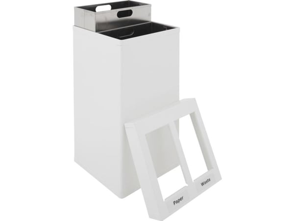 Affaldsspand, Carro-Line Carro-Mix, hvid, pulverlakeret stål, 2-rums, 2x25 l, med inderspand i me...