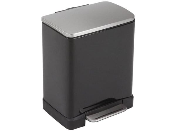 Pedalhink EKO E-cube, svart pulverlackerat stål, 2-fack, 10+9 l, plast innerhink, soft close