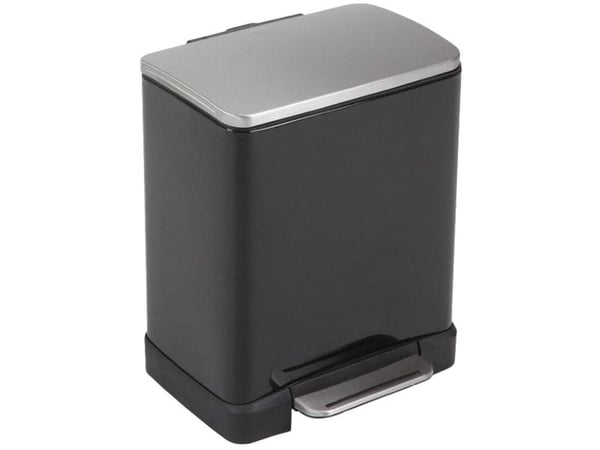 Pedalspand, EKO E-cube, sort, pulverlakeret stål, 20 l, plast inderspand, soft close