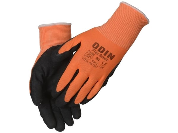 Fingerdyppet nitrilhandske, ODIN Basic, 7/S, orange - (12 stk.)