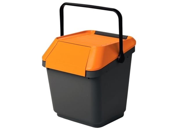 Avfallsbeholder, EasyMax, grå, plast, 35 l, med oransje lokk
