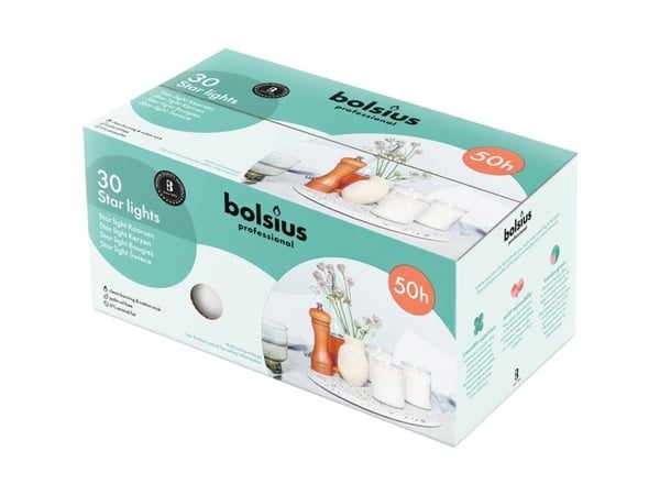 Refill, Bolsius Starlight, 8,2cm, Ø7cm, hvid, 50 timer, glas/paraffin - (30 stk.) Refill, Bolsius Starlight, 8,2cm, Ø7cm, hvid, 50 timer, glas/paraffin - (30 stk.)