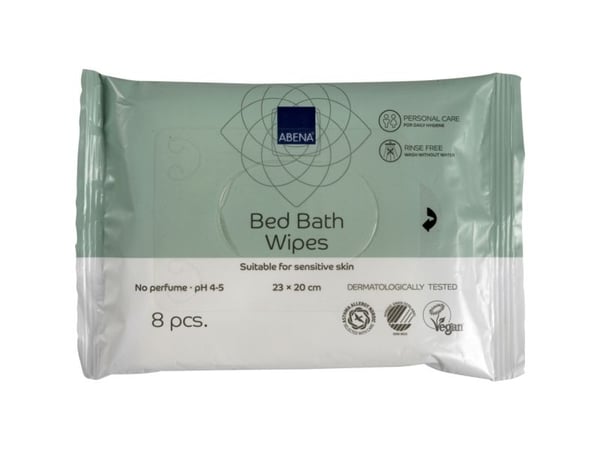 Sengebadsserviet, ABENA, 20x23cm, uden farve og parfume, 8 stk., vask uden vand - (20 stk.)