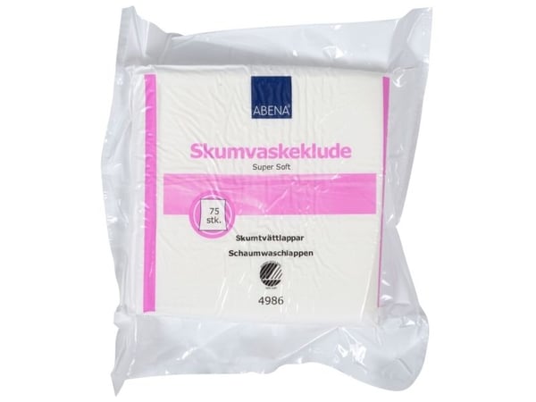 Skumvaskeklut, ABENA, 19x19cm x 2,8mm, supermyk, engangsbruk - med 75 stk. per pakke - (56 pakker x 75 stk.)