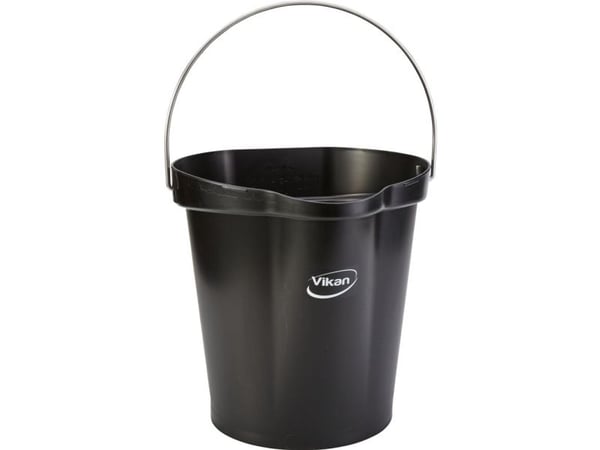 Matbøtte, Vikan, 31,8x32,5 cm, 12 liter svart, PP/rustfritt stål, med helletut