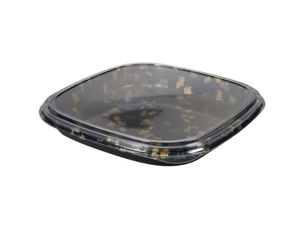 Sushibakke og låg, ABENA, 36, 32,3x32,3x5,6cm, 2800 ml, sort, PS, rektangulær