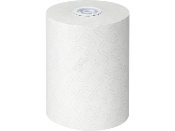 Håndklæderulle, Kimberly-Clark Scott, 1-lags, 190m x 19,8cm, hvid, blandingsfibre