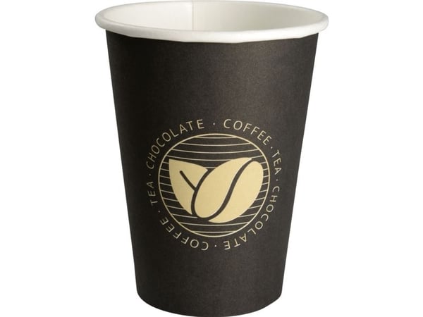 Kaffekopp Beans, ABENA Gastro, 11,2 cm, Ø9 cm, 36 cl, 38 cl, sort, pap/PE (20 stk.)