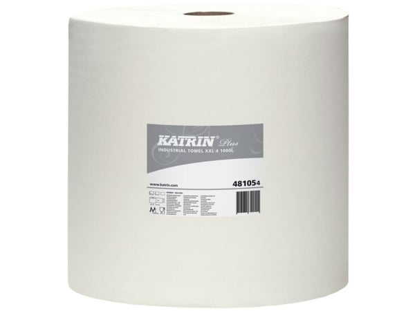 Aftørringsrulle Industri Katrin Plus 4-lag Ø36cm B38cmxL360m Mix Hvid,1 Rl