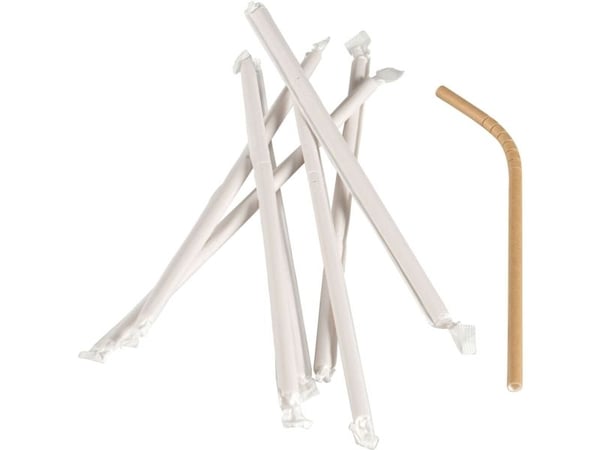 Sugerør, ABENA Gastro, 24cm, Ø6mm, brun, papir, med knæk - (20 stk.)