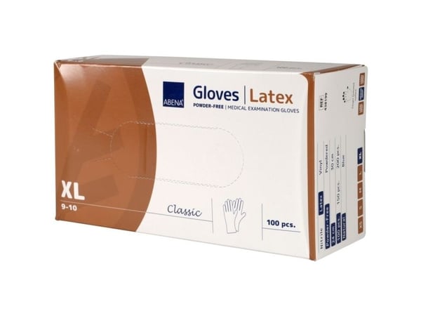 Undersøkelseshanske, ABENA Classic, XL, natur, lateks, pudderfri - (100 stk.)