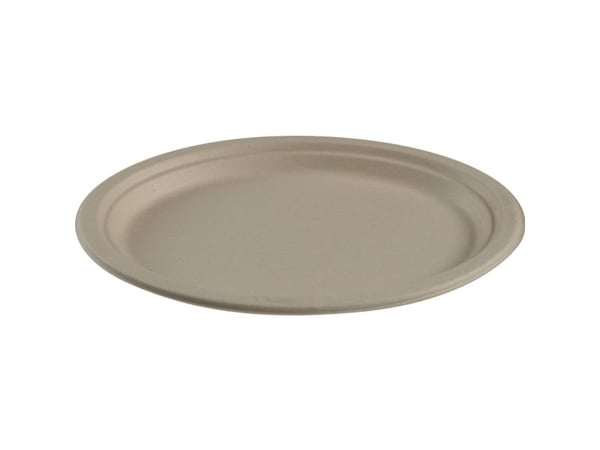 Fibertallerken, ABENA Gastro, 19x26x1,9cm, Ø26cm, nature, sukkerrør - (10 stk.)