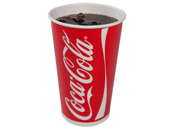 Papbæger, Coca-Cola, 13,5cm, Ø9cm, 40 cl, 50 cl, rød, pap/PE