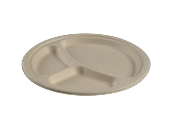 Fibertallerken, ABENA Gastro, 2cm, Ø26cm, nature, sukkerrør - (10 stk.)