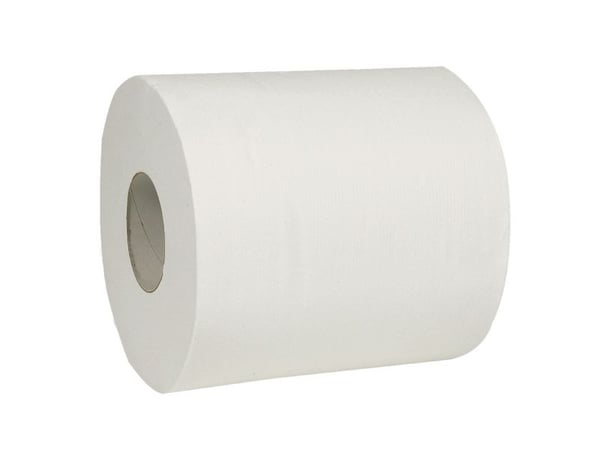 Håndklæderulle, ABENA Care-Ness Excellent, 2-lags, Midi, 153m x 20cm , Ø18cm, hvid, nyfiber