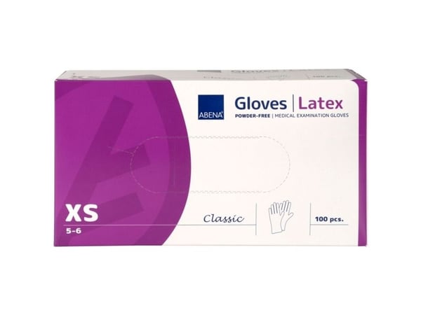 Undersøkelseshanske, ABENA Classic, XS, natur, lateks, pudderfri - (100 stk.)