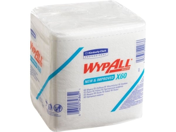 Industriaftørring, Kimberly-Clark WyPall X60, 1-lags, 30,5x31,8cm, hvid