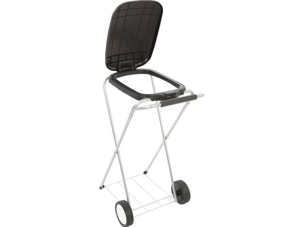 Avfallsstativ, Move&Up, svart, galvanisert stål, 120 liter med poseholder og svart lokk med "tryk"-knapp