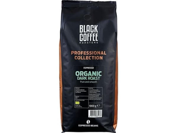 Kaffe, BKI Black Coffe, Organic, helbønner, 1 kg - (6 stk.)