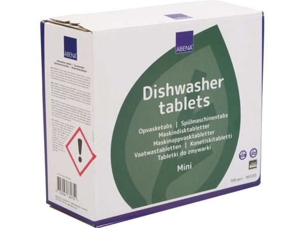 Oppvasktabletter, ABENA, mini, vannløselig folie, uten klor, farge og parfyme, 100 stk./pakning - (5 pakker x 100 stk.)