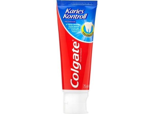 Tandkräm, Colgate Caries Control, 14,5x5,5x3,5 cm, 75 ml, vit, stående tub, 1450 ppm - (12 st./kartong)