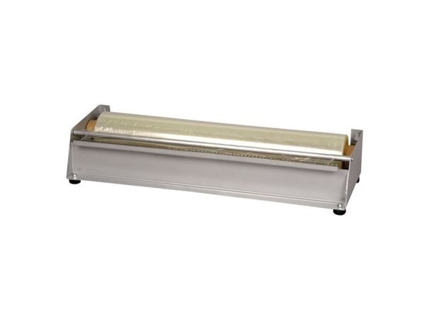 Dispenser, ABENA Cater-Line, 45 cm x 16 x 8 m, sølvfarget, stål, med sagblad, for film