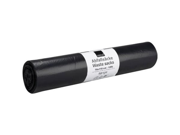 Sæk, ABENA Poly-Line, 120 l, sort, LDPE - (10 stk.)