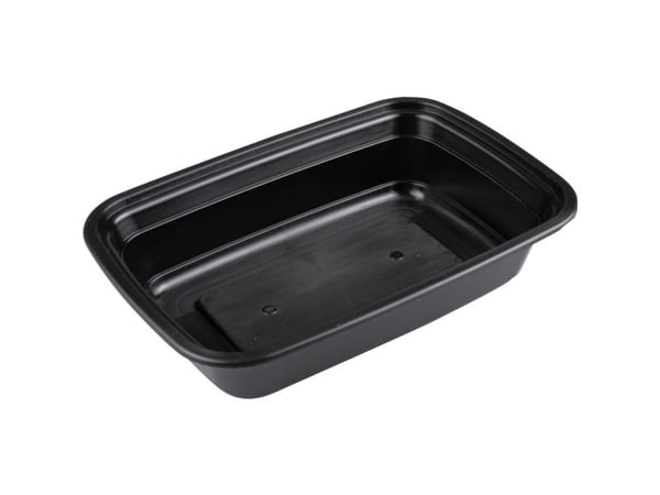 Takeaway bakke, ABENA Cater-Line, 19,9x13,5x4,5cm, 705 ml, 710 ml, sort, PP, 1-rums - (8 stk.)