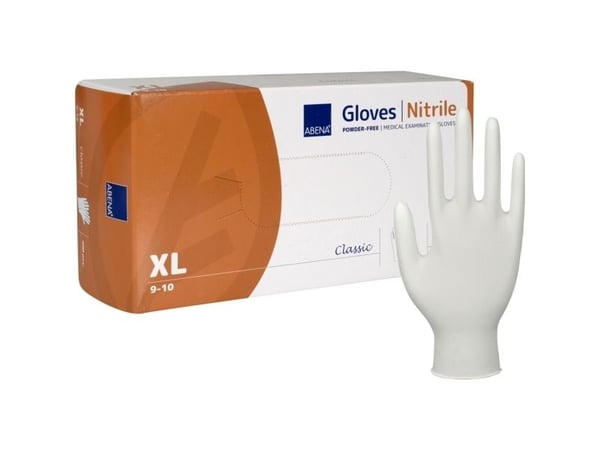 Undersøgelseshandske, ABENA Classic, XL, hvid, nitril - (10 stk.)