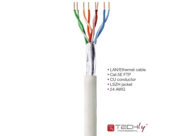 Techly ITP-C5F-305-RIS, 305 m, Cat5e, F/UTP (FTP), harmaa