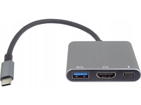 USB-hub PremiumCord adapter USB-C till HDMI + USB3.0 + PD 4K och FULL HD 1080p