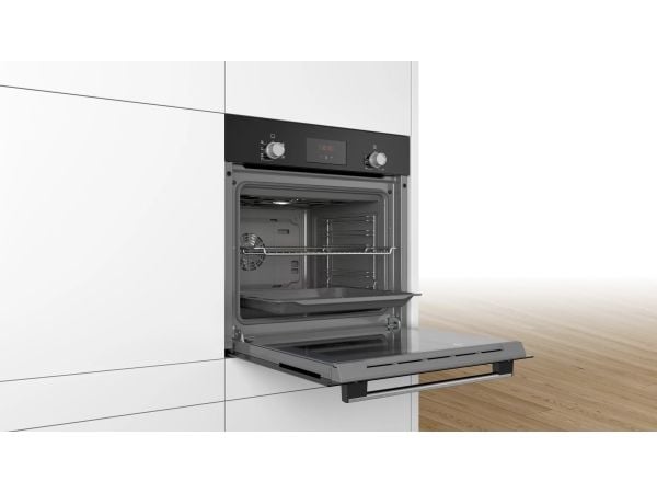 Bosch Serie | 2 HBF133BA0 - Ovn - innebygd - fordypning - bredde: 56 cm - dybde: 55 cm - høyde: 57.5 cm - med selvrens - Klasse A - svart