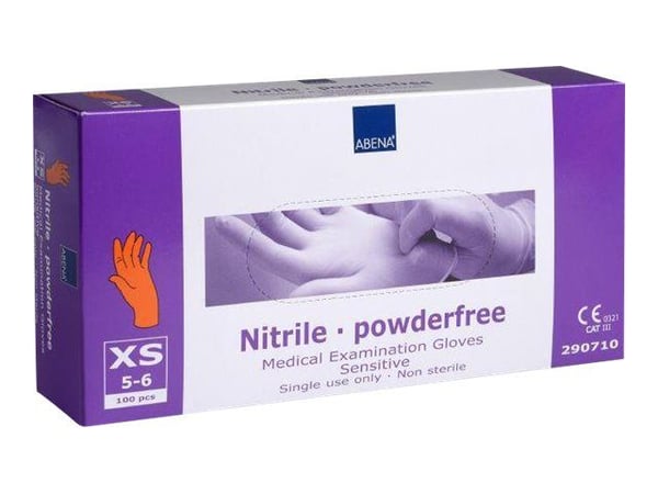 Abena - Hansker - engangs - XS - nitrilgummi - oransje (en pakke 100)