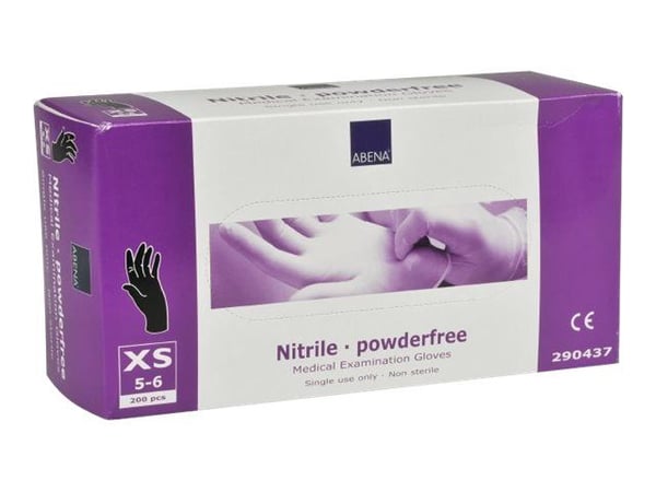 Abena HospiCare - Hansker - engangs - størrelse: 5-6 - XS - nitrilgummi - svart (en pakke 200)