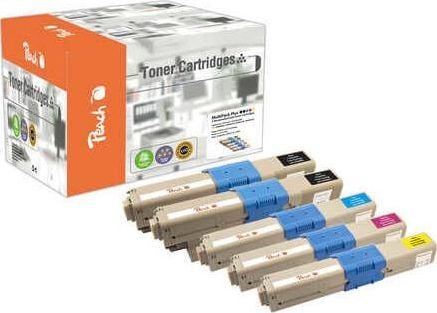 Peach Combi-Pack PLUS - 5-pack - svart, gul, cyan, magenta - kompatibel - gjenfabrikert - tonerpatron (alternativ for: OKI 44469704, OKI 44469705, ...