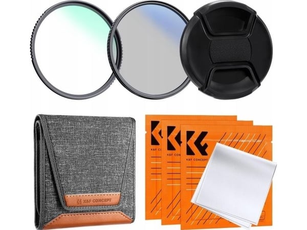 K&F filtersett 4-i-1 77 mm: UV NANO-K + polarisasjonsfilter CPL + deksel + etui (SKU.2039V1)